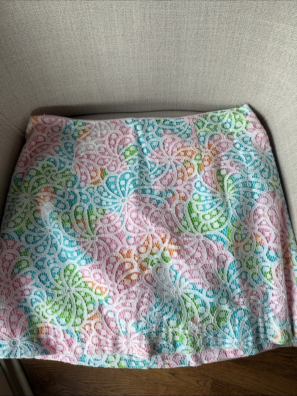 Lilly Pulitzer Pastel Multicolor Eyelet Mini Skirt (Pink, Blue, Green, Orange)